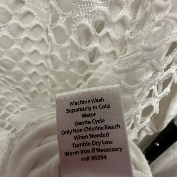 Coral Bay Lagenlook Top White Fishnet 3/4 Sleeve Tee Size XL - Picture 5 of 5